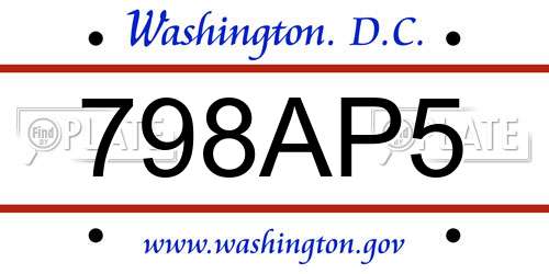 798AP5 District Of Columbia License Plate