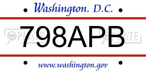 798APB District Of Columbia License Plate