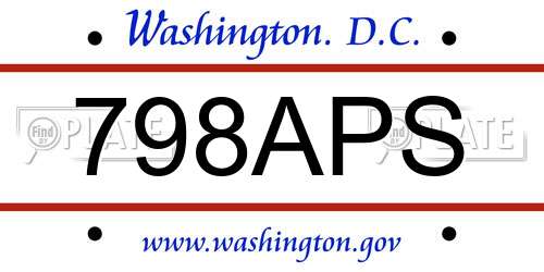 798APS District Of Columbia License Plate