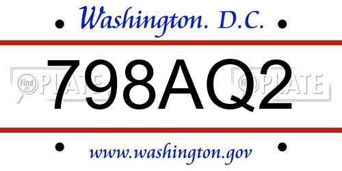 798AQ2 District Of Columbia License Plate
