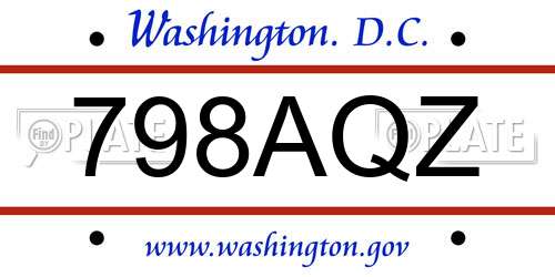 798AQZ District Of Columbia License Plate