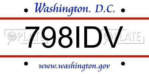798IDV District Of Columbia License Plate