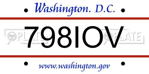 798IOV District Of Columbia License Plate