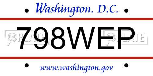 798WEP District Of Columbia License Plate