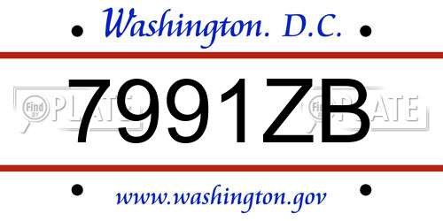 7991ZB District Of Columbia License Plate