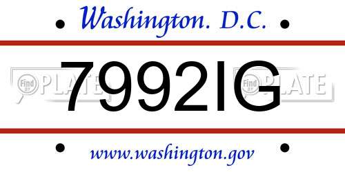 7992IG District Of Columbia License Plate