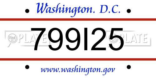 799I25 District Of Columbia License Plate