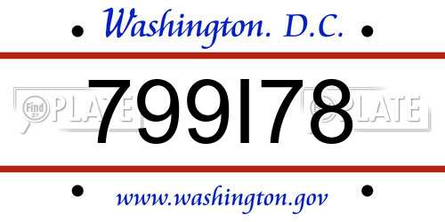 799I78 District Of Columbia License Plate