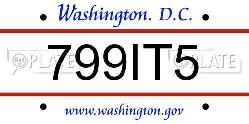 799IT5 District Of Columbia License Plate