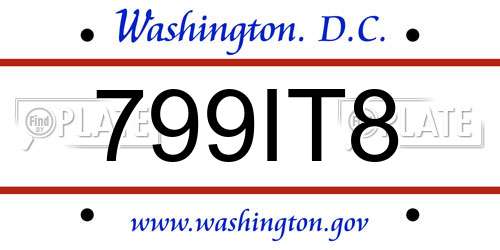 799IT8 District Of Columbia License Plate
