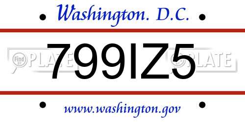 799IZ5 District Of Columbia License Plate