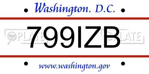 799IZB District Of Columbia License Plate