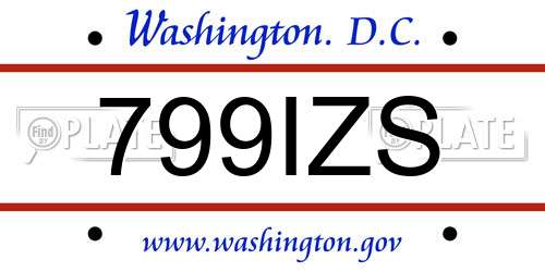 799IZS District Of Columbia License Plate