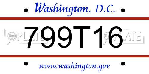 799T16 District Of Columbia License Plate