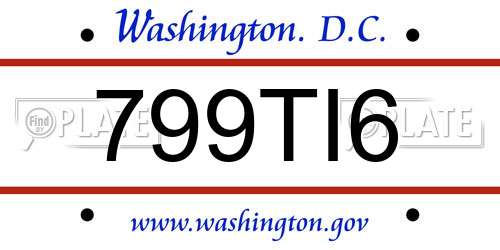 799TI6 District Of Columbia License Plate