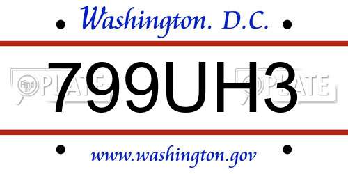 799UH3 District Of Columbia License Plate