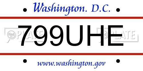 799UHE District Of Columbia License Plate