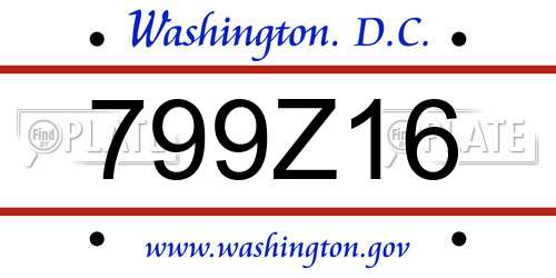 799Z16 District Of Columbia License Plate