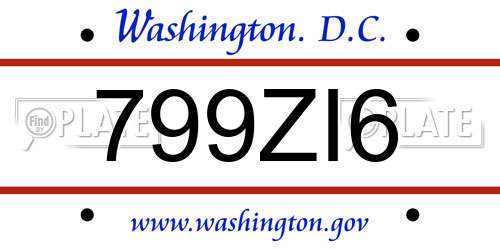 799ZI6 District Of Columbia License Plate