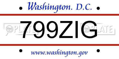 799ZIG District Of Columbia License Plate