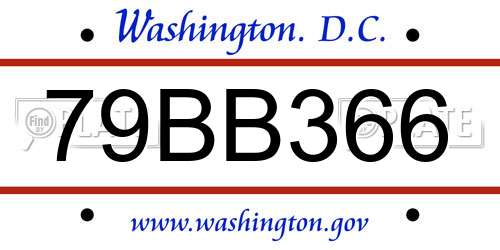 79BB366 District Of Columbia License Plate