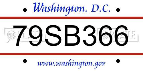 79SB366 District Of Columbia License Plate
