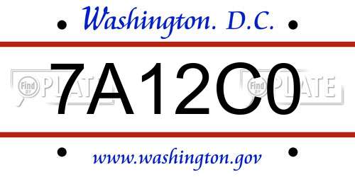 7A12C0 District Of Columbia License Plate