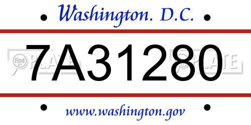 7A31280 District Of Columbia License Plate