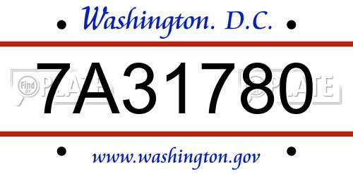 7A31780 District Of Columbia License Plate