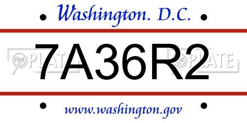 7A36R2 District Of Columbia License Plate