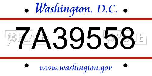 7A39558 District Of Columbia License Plate