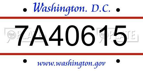 7A40615 District Of Columbia License Plate