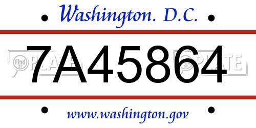 7A45864 District Of Columbia License Plate