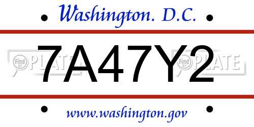 7A47Y2 District Of Columbia License Plate
