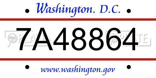 7A48864 District Of Columbia License Plate