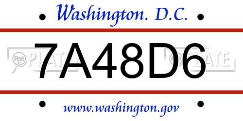 7A48D6 District Of Columbia License Plate