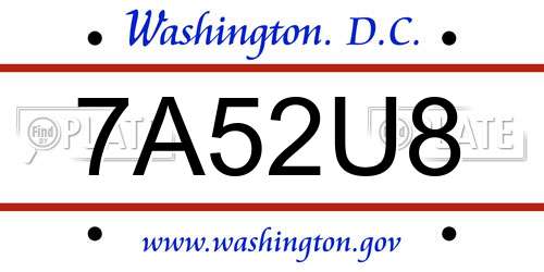7A52U8 District Of Columbia License Plate