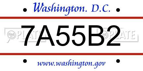 7A55B2 District Of Columbia License Plate