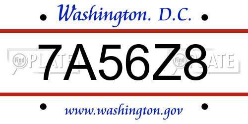 7A56Z8 District Of Columbia License Plate