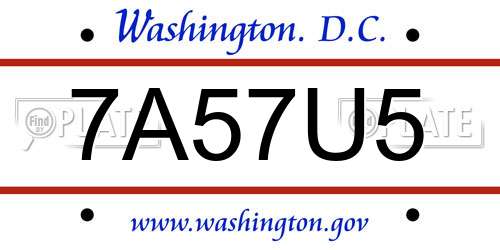 7A57U5 District Of Columbia License Plate