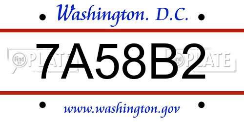 7A58B2 District Of Columbia License Plate