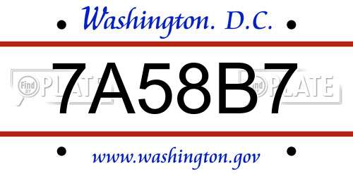 7A58B7 District Of Columbia License Plate