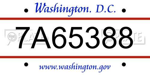 7A65388 District Of Columbia License Plate