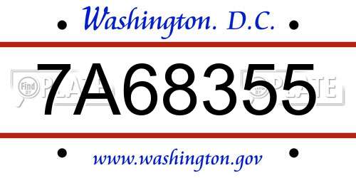 7A68355 District Of Columbia License Plate