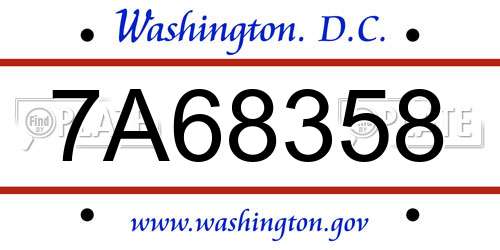 7A68358 District Of Columbia License Plate