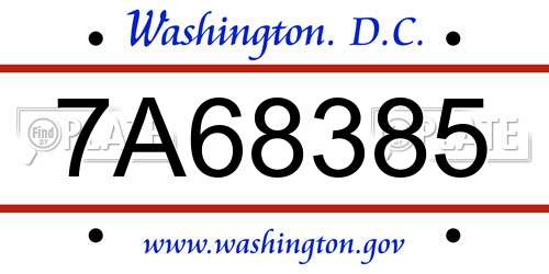 7A68385 District Of Columbia License Plate