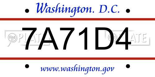 7A71D4 District Of Columbia License Plate