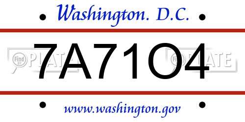 7A71O4 District Of Columbia License Plate