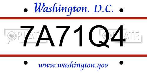 7A71Q4 District Of Columbia License Plate