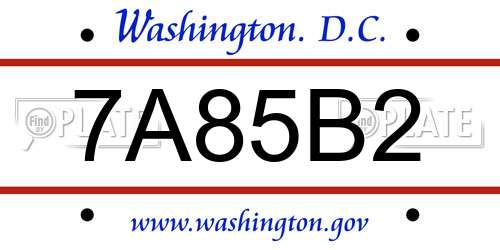 7A85B2 District Of Columbia License Plate